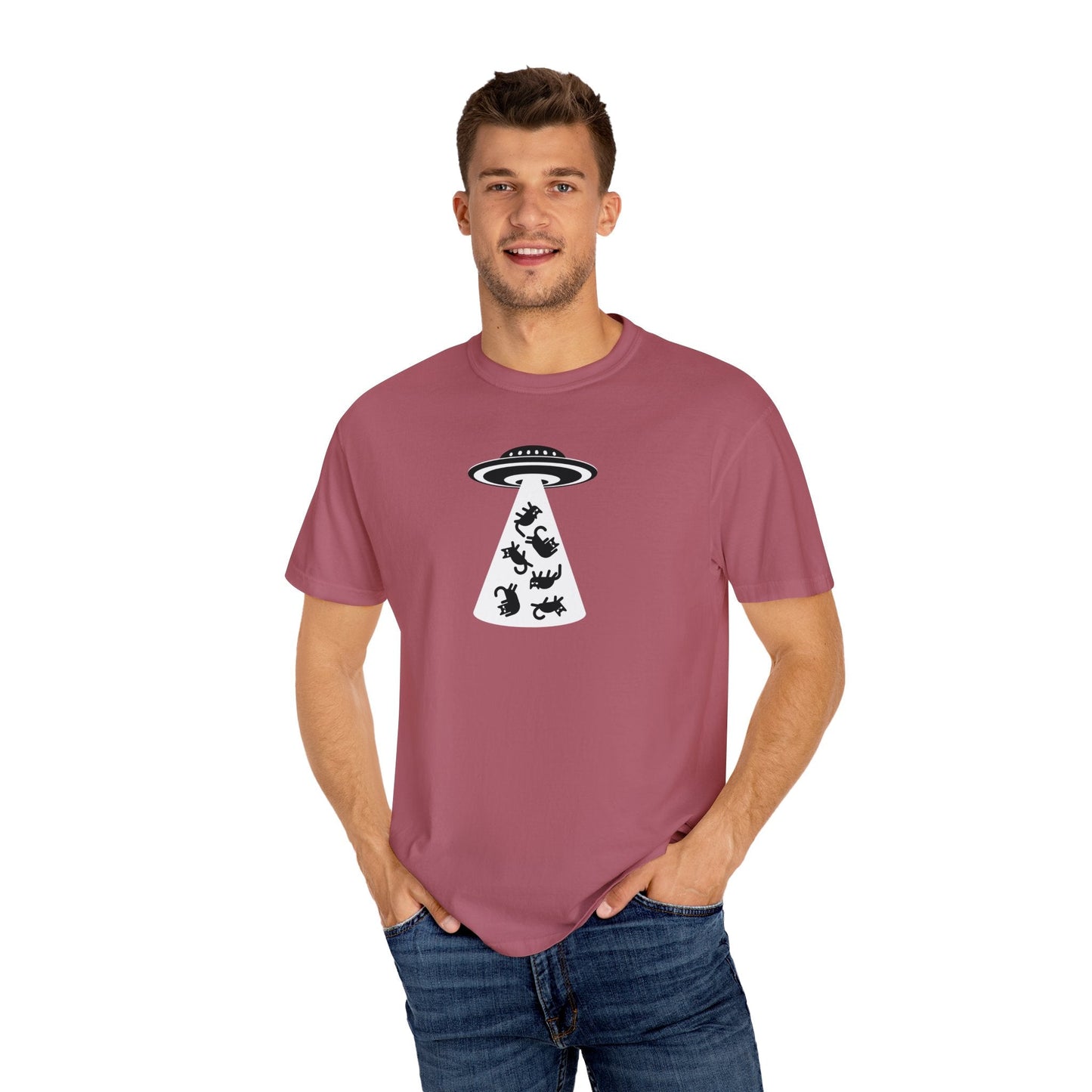 UFO Cat Unisex Garment - Dyed T - shirt - T - Shirt - Epileptic Al’s Shop