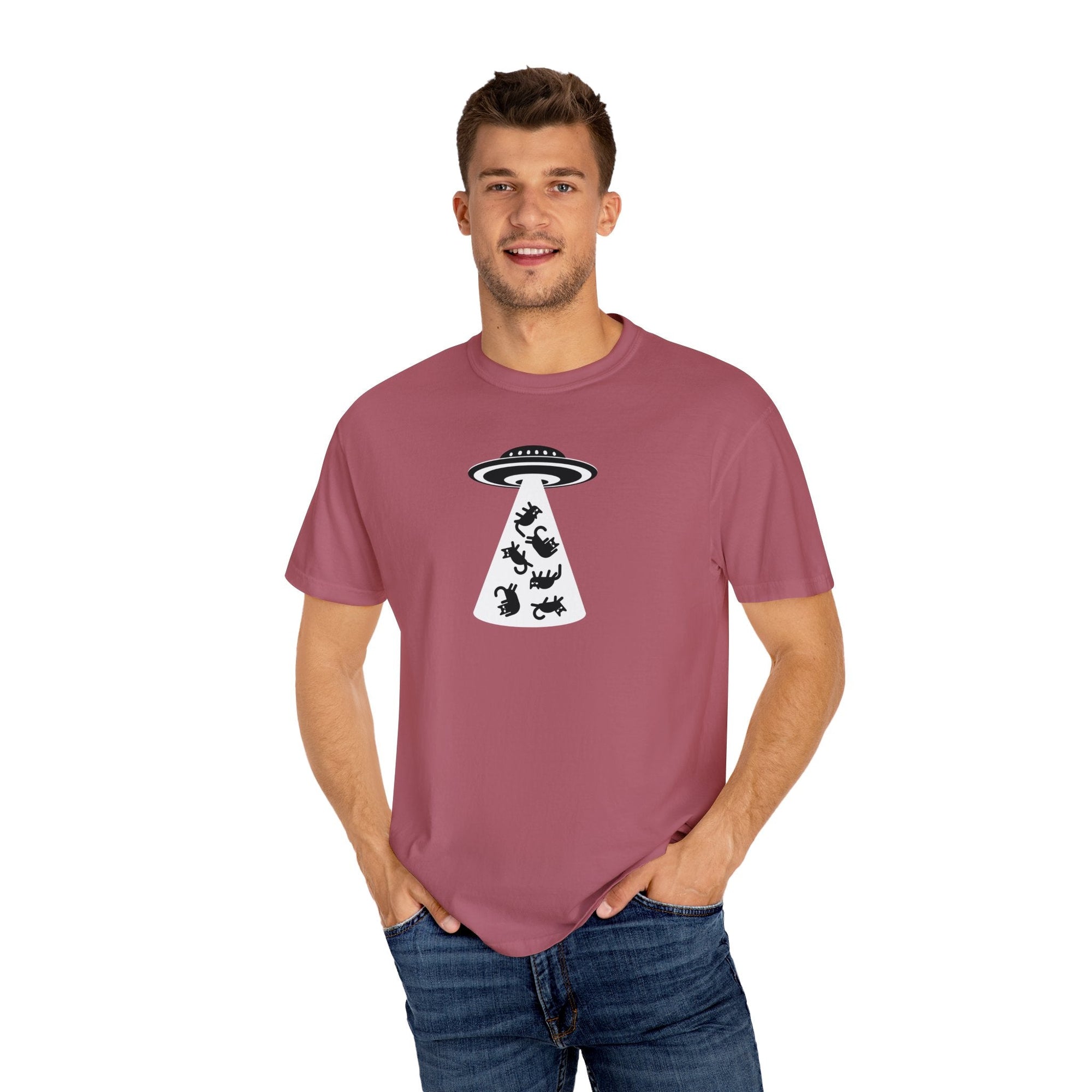 UFO Cat Unisex Garment - Dyed T - shirt - T - Shirt - Epileptic Al’s Shop