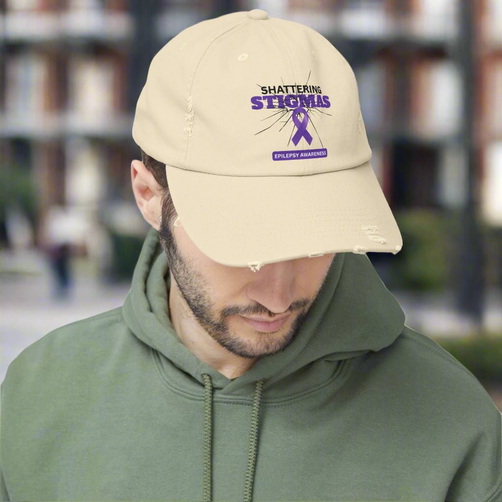Unisex Distressed Cap - Shattering Stigmas for Epilepsy Awareness - Hats, Baseball & Trucker - EpiAl's Shop