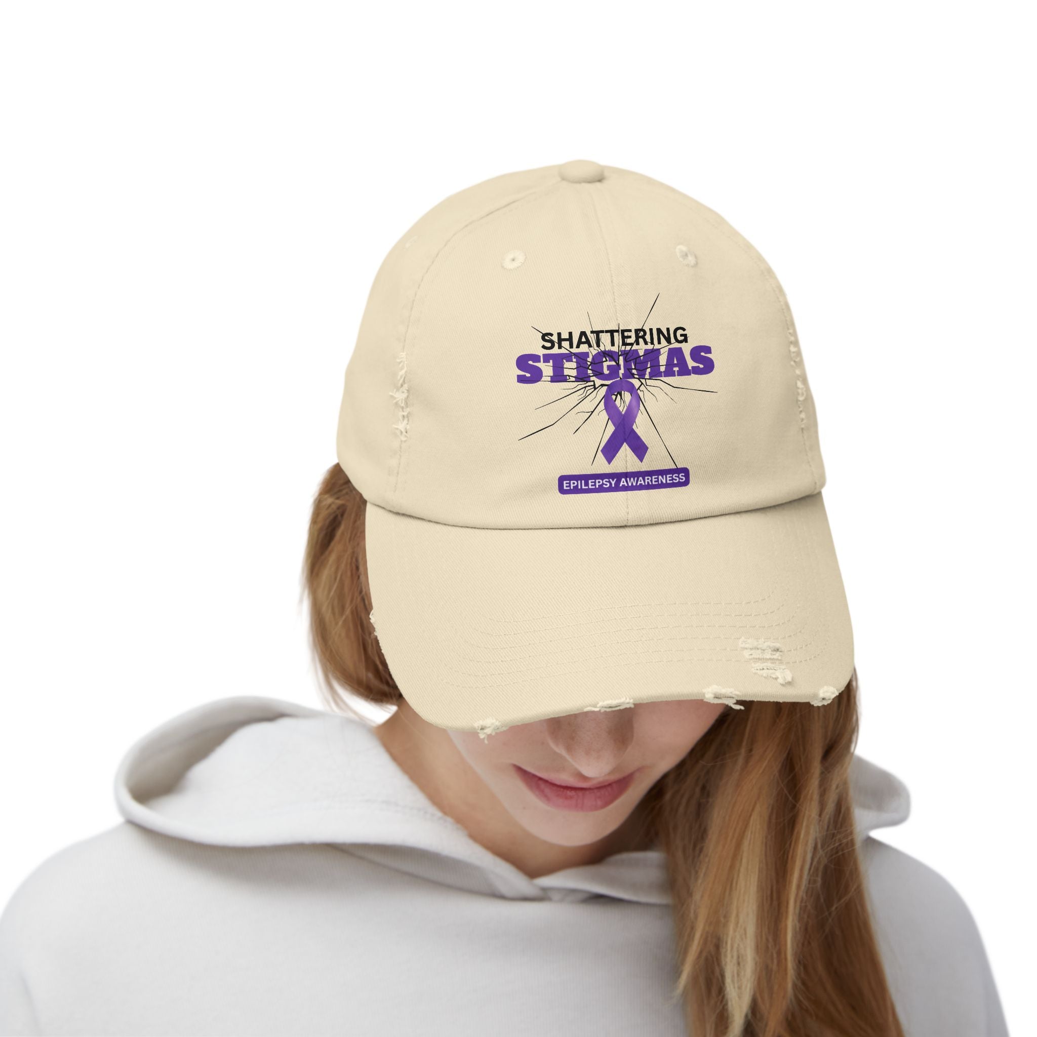 Unisex Distressed Cap - Shattering Stigmas for Epilepsy Awareness - Hats, Baseball & Trucker - EpiAl's Shop