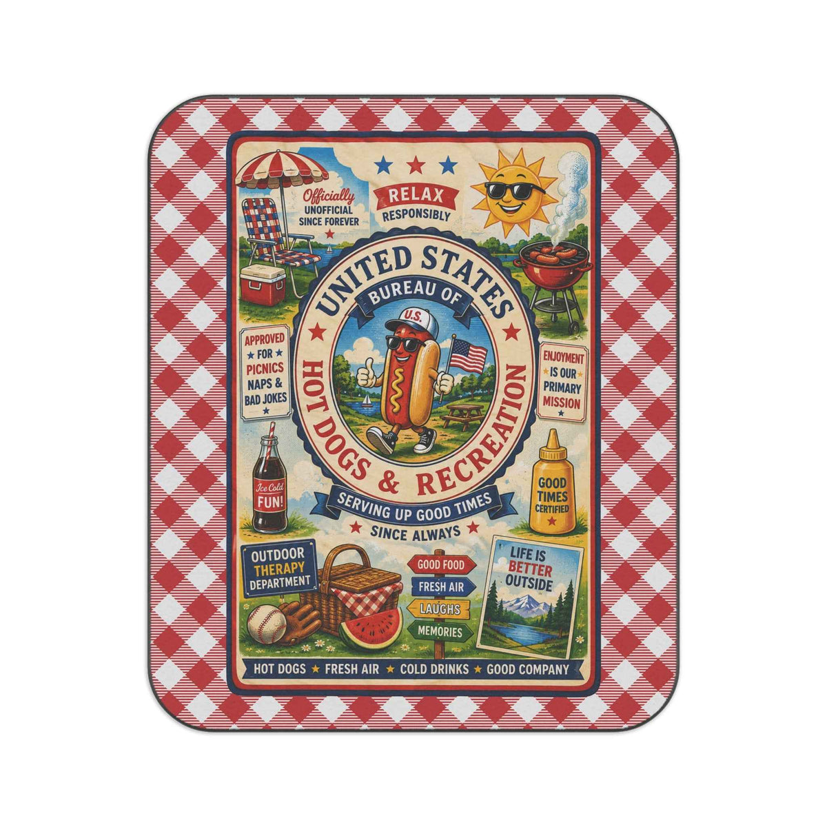 United States Bureau of Hot Dogs & Recreation Picnic Blanket - Decor, Blankets, Picnic - EpiAl's Shop