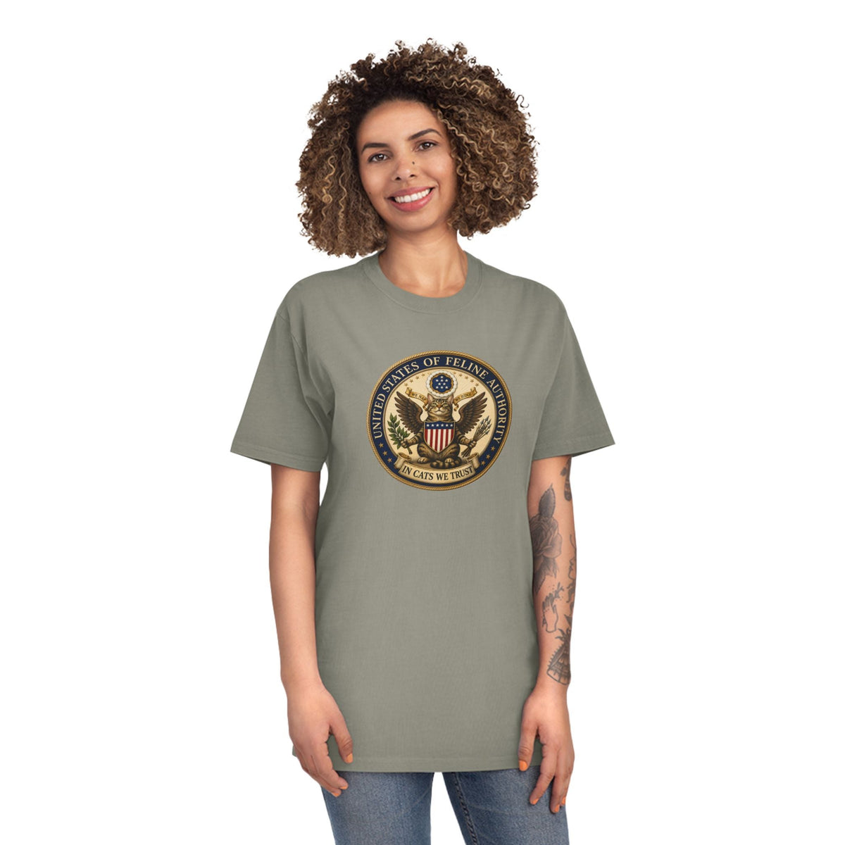 United States Of Feline Authority Vintage Seal Cat Tee - Clothing, Unisex, T-Shirts - EpiAl's Shop