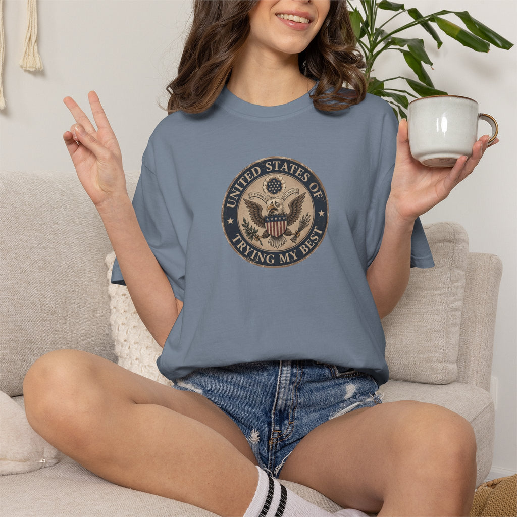 United States of Trying My Best Garment-Dyed T-Shirt - Clothing, Unisex, T-Shirts - EpiAl's Shop