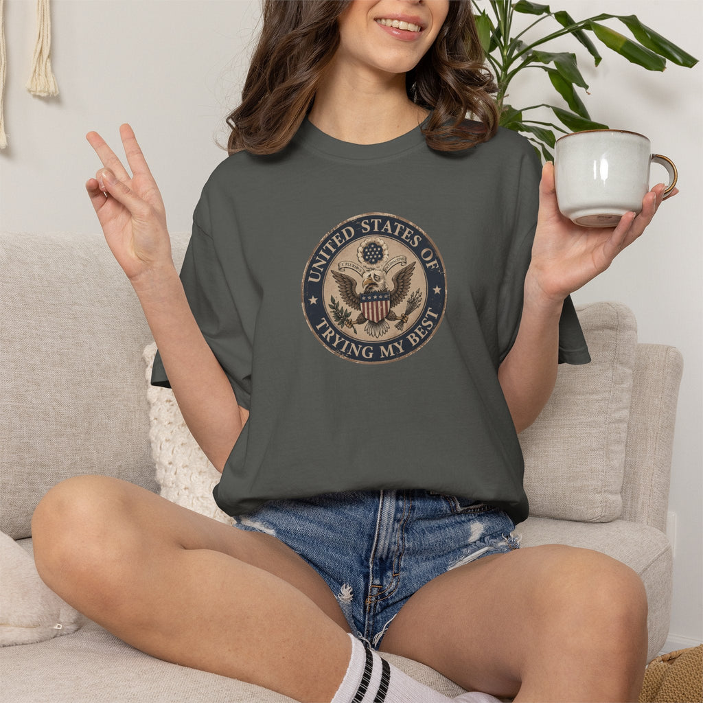 United States of Trying My Best Garment-Dyed T-Shirt - Clothing, Unisex, T-Shirts - EpiAl's Shop