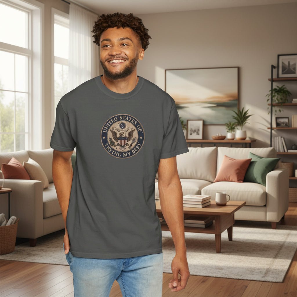 United States of Trying My Best Garment-Dyed T-Shirt - Clothing, Unisex, T-Shirts - EpiAl's Shop