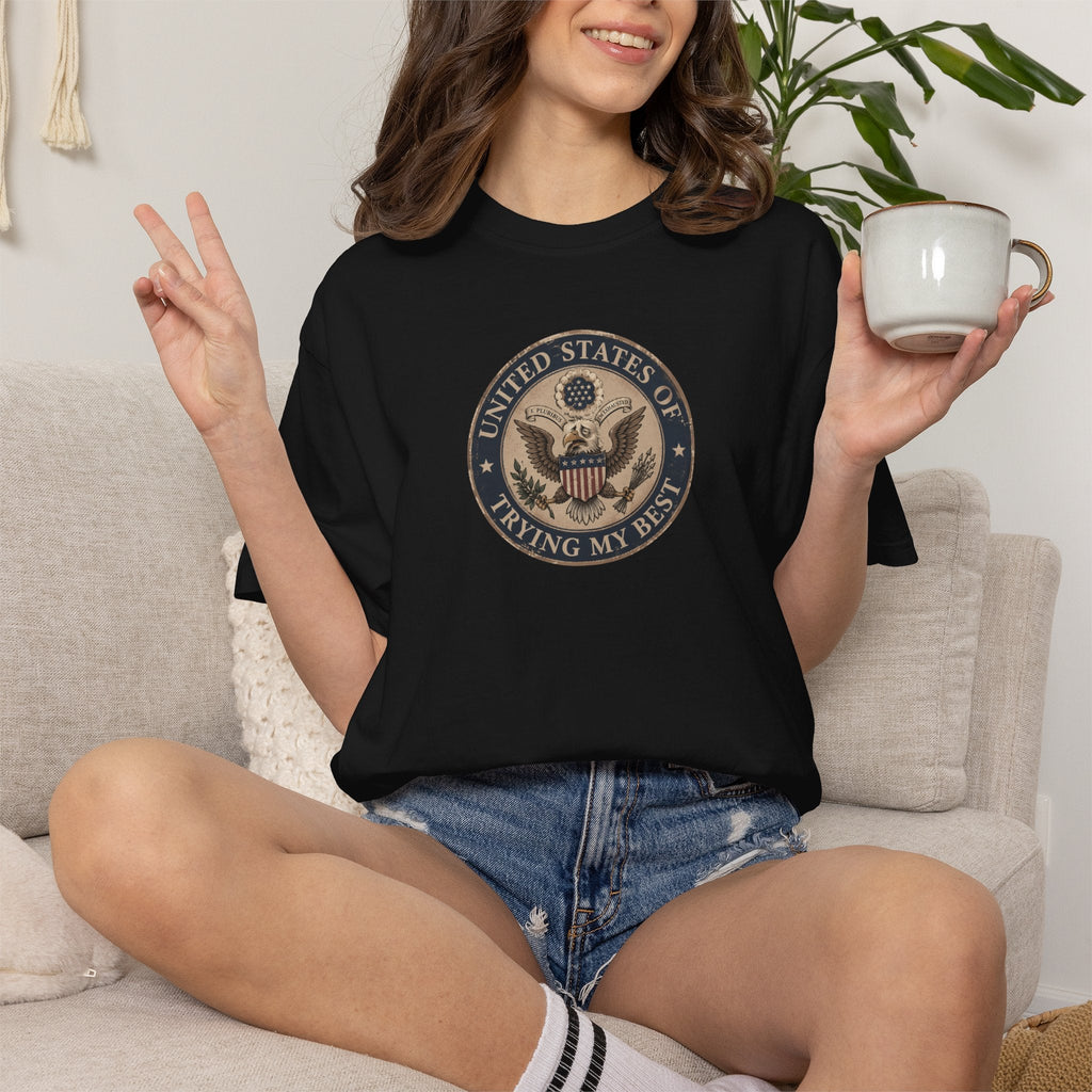 United States of Trying My Best Garment-Dyed T-Shirt - Clothing, Unisex, T-Shirts - EpiAl's Shop