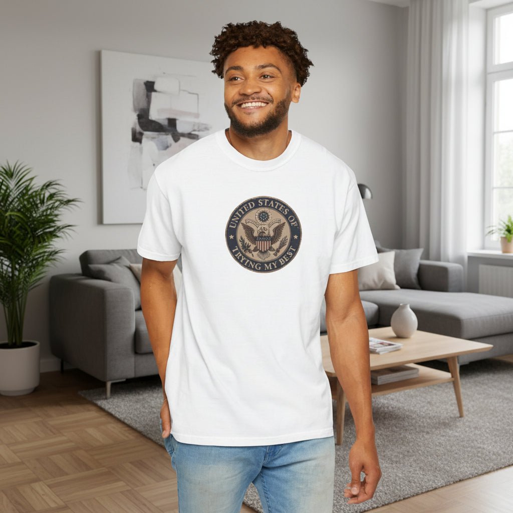 United States of Trying My Best Garment-Dyed T-Shirt - Clothing, Unisex, T-Shirts - EpiAl's Shop