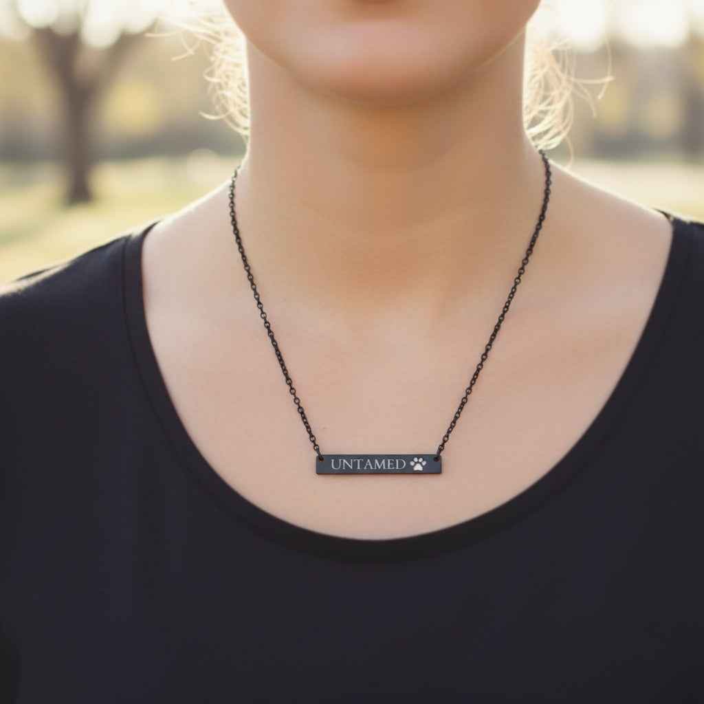 UNTAMED Paw Bar Necklace – Minimalist Cat Attitude Engraved Necklace - Jewelry, Necklaces - EpiAl's Shop