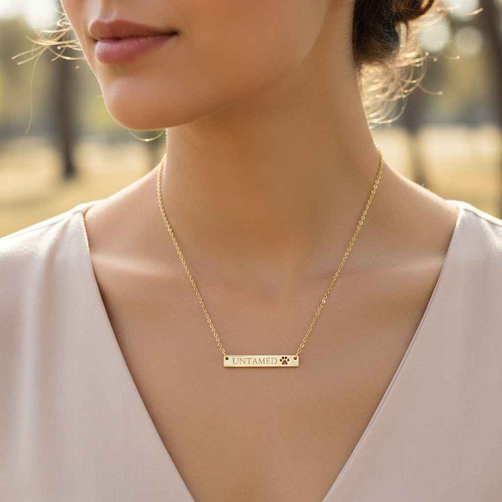 UNTAMED Paw Bar Necklace – Minimalist Cat Attitude Engraved Necklace - Jewelry, Necklaces - EpiAl's Shop