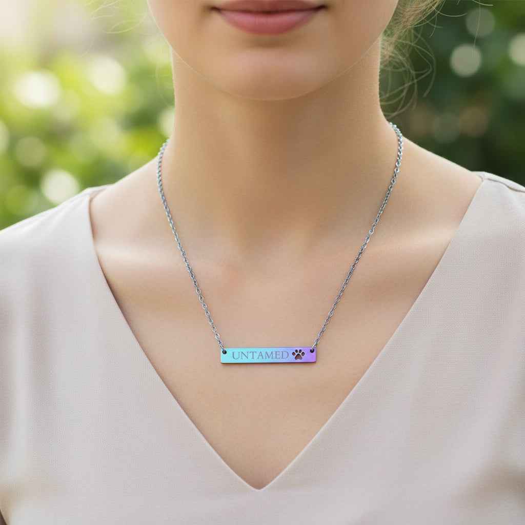 UNTAMED Paw Bar Necklace – Minimalist Cat Attitude Engraved Necklace - Jewelry, Necklaces - EpiAl's Shop