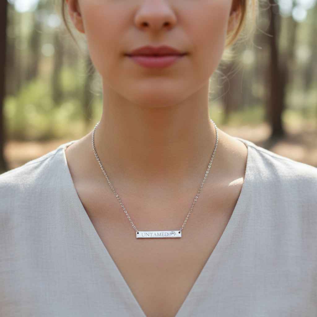 UNTAMED Paw Bar Necklace – Minimalist Cat Attitude Engraved Necklace - Jewelry, Necklaces - EpiAl's Shop