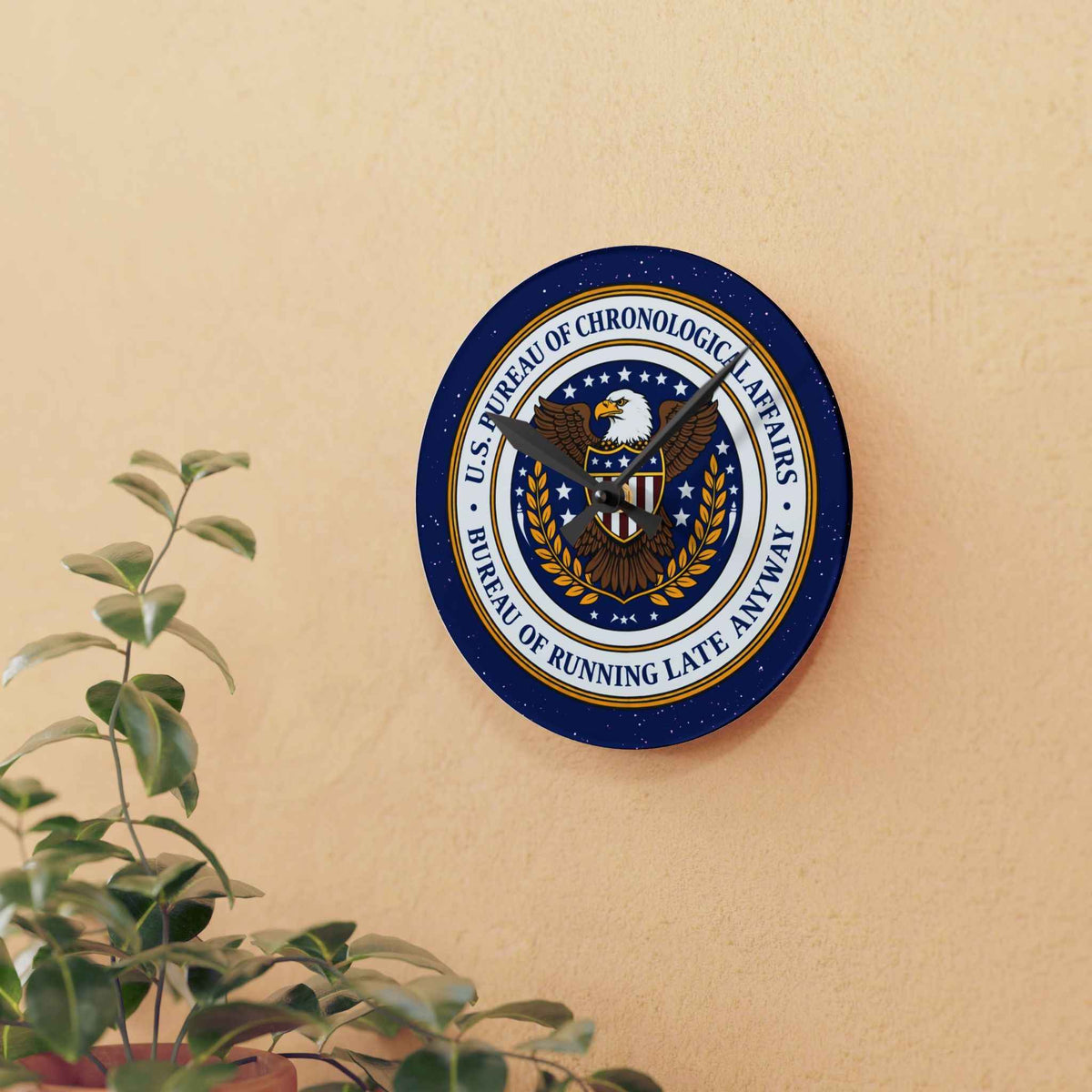 U.S. Bureau of Chronological Affairs Wall Clock – Bureau of Running Late Anyway – Funny Faux Seal Clock - Decor, Clocks, Wall - EpiAl's Shop