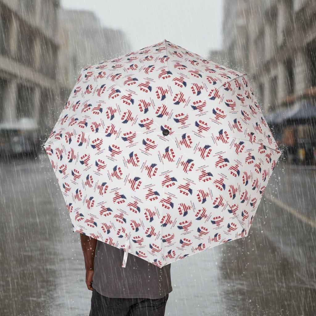 U.S.A. Chaos Pattern Umbrella – Compact Patriotic Rain Shield (Semi-Automatic) - Rain Gear, Umbrellas - EpiAl's Shop
