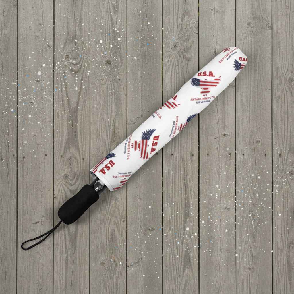 U.S.A. Chaos Pattern Umbrella – Compact Patriotic Rain Shield (Semi-Automatic) - Rain Gear, Umbrellas - EpiAl's Shop