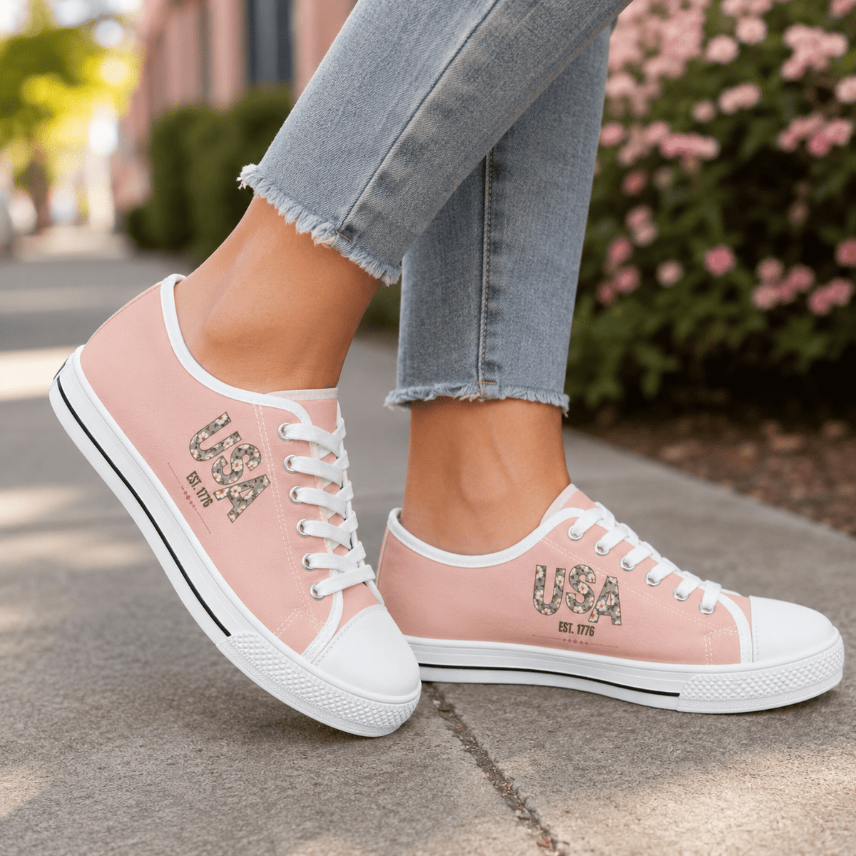 USA Est. 1776 Floral Low Top Sneakers - Shoes, Sneakers - EpiAl's Shop