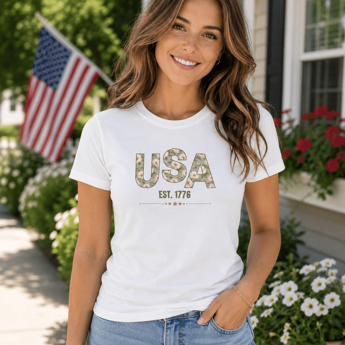 USA Est. 1776 Women's Fitted T-Shirt - Clothing, Women, T-Shirts - EpiAl's Shop