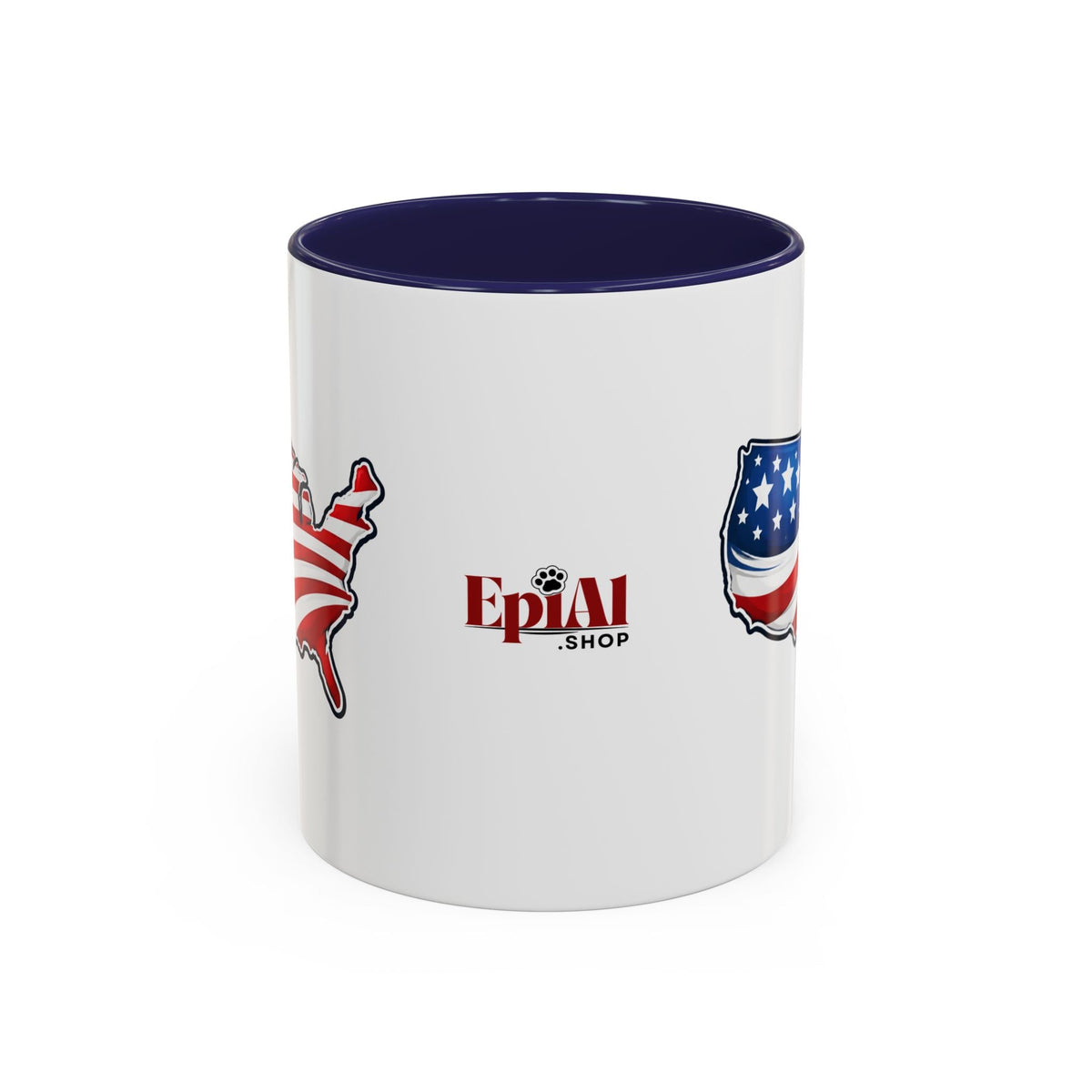 USA Map Patriotic Coffee Mug | Red Handle & Interior - Drinkware, Coffee Mugs - EpiAl's Shop