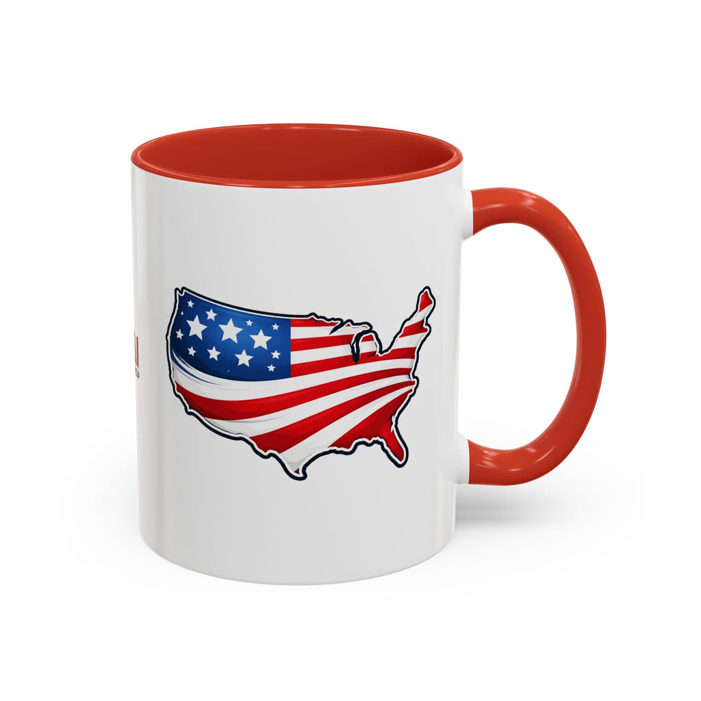 USA Map Patriotic Coffee Mug | Red Handle & Interior - Drinkware, Coffee Mugs - EpiAl's Shop