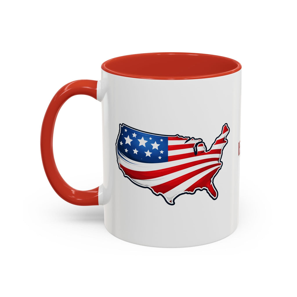 USA Map Patriotic Coffee Mug | Red Handle & Interior - Drinkware, Coffee Mugs - EpiAl's Shop