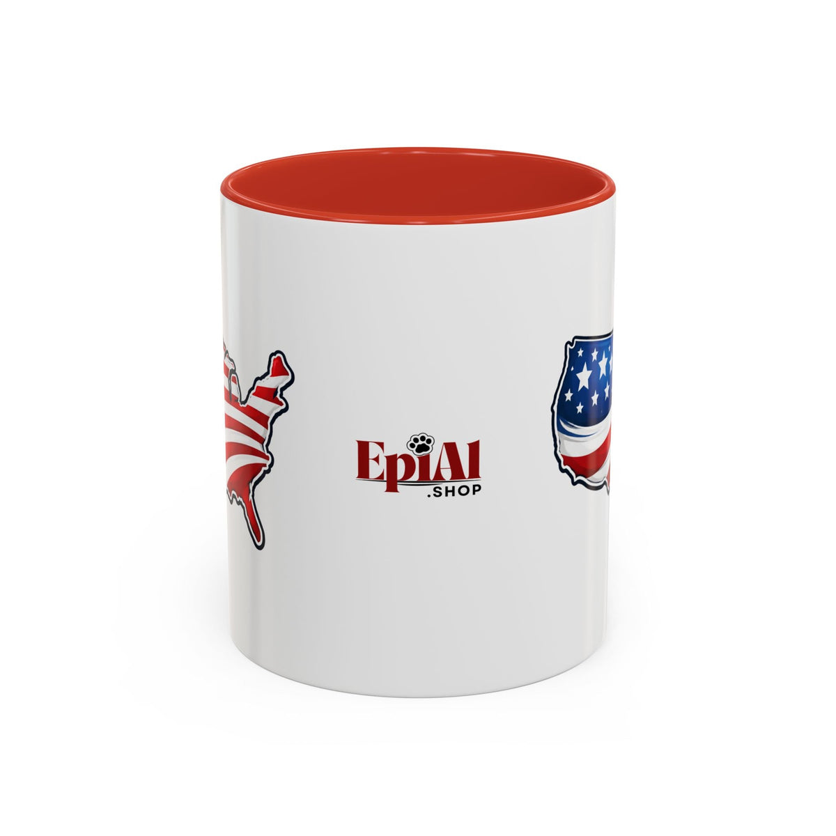USA Map Patriotic Coffee Mug | Red Handle & Interior - Drinkware, Coffee Mugs - EpiAl's Shop