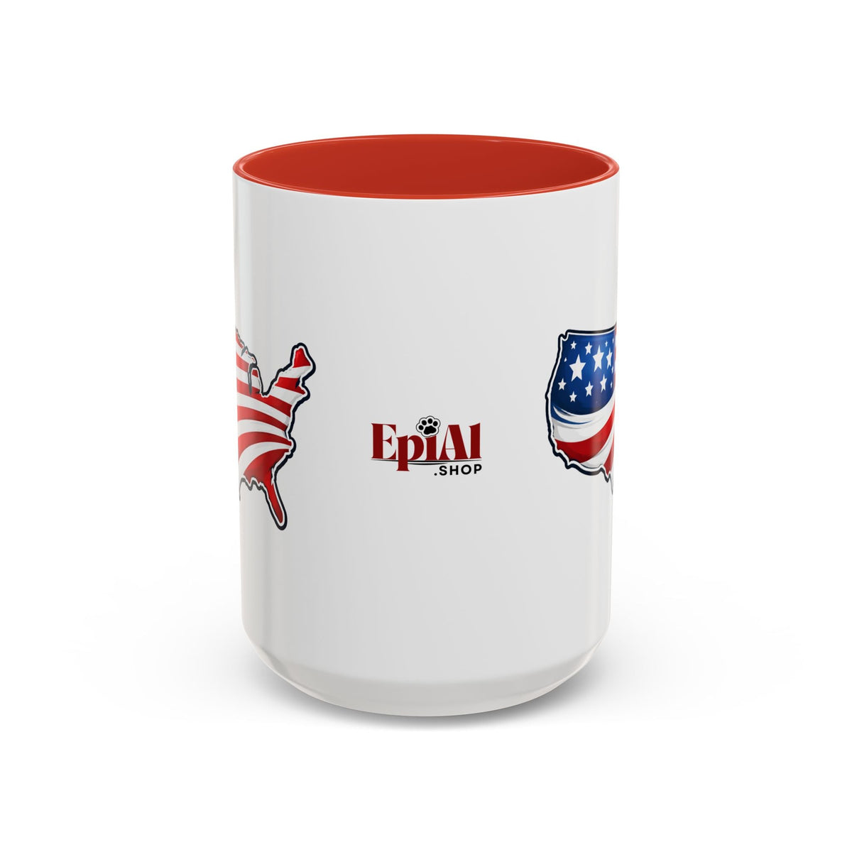 USA Map Patriotic Coffee Mug | Red Handle & Interior - Drinkware, Coffee Mugs - EpiAl's Shop