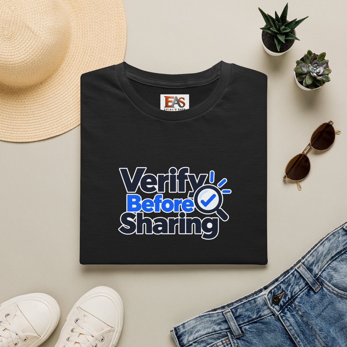 Verify Before Sharing T-Shirt | Critical Thinking & Media Literacy Graphic Tee - Clothing, Unisex, T-Shirts - EpiAl's Shop