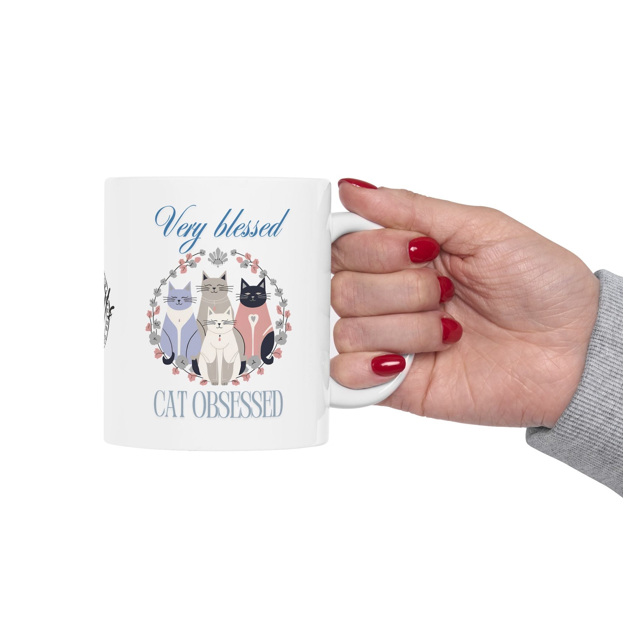 Very Blessed Cat Obsessed Ceramic Mug, (11oz, 15oz) - Drinkware, Coffee Mugs - EpiAl's Shop
