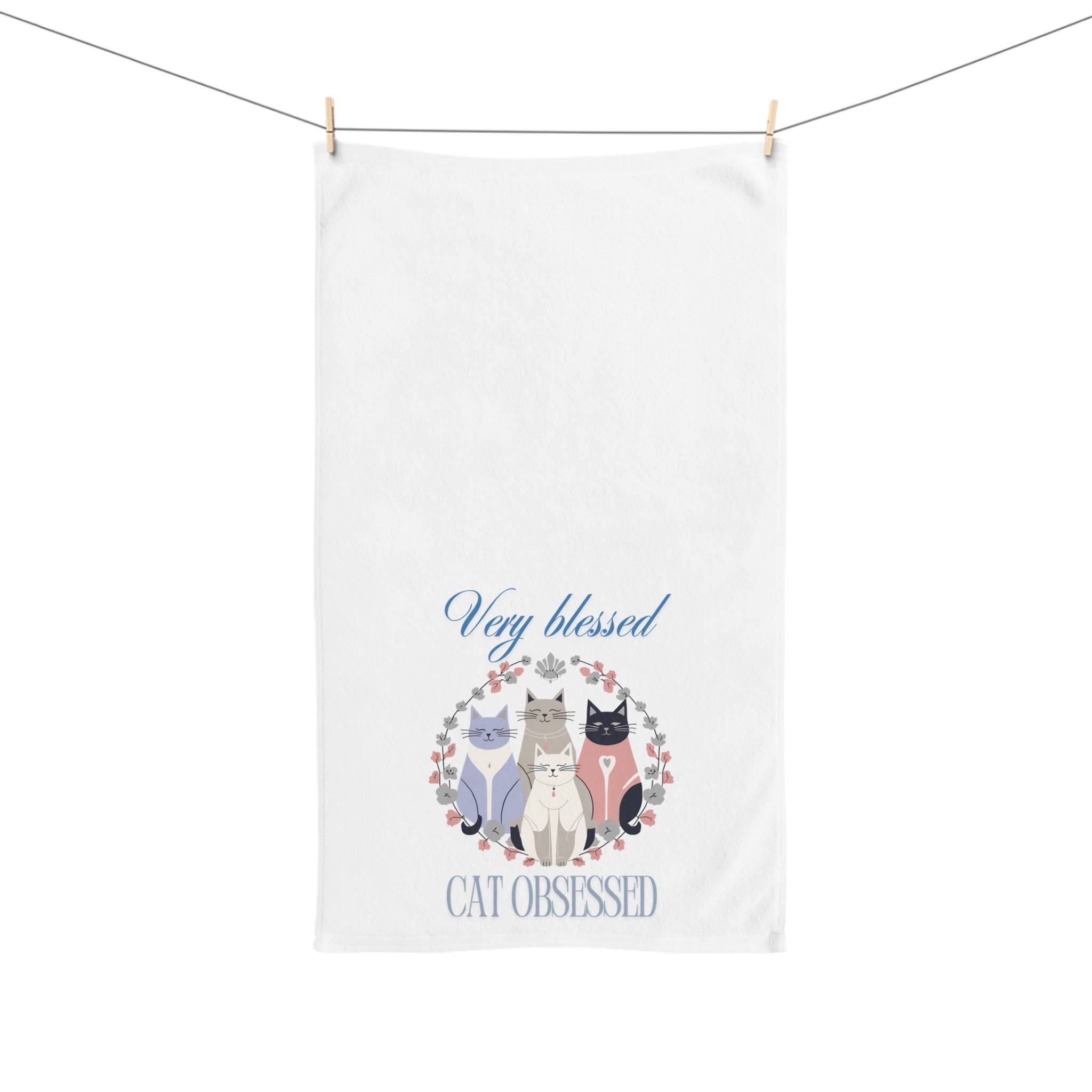 Very Blessed Cat Obsessed Hand Towel - Decor, Towels, Kitchen & Tea - EpiAl's Shop