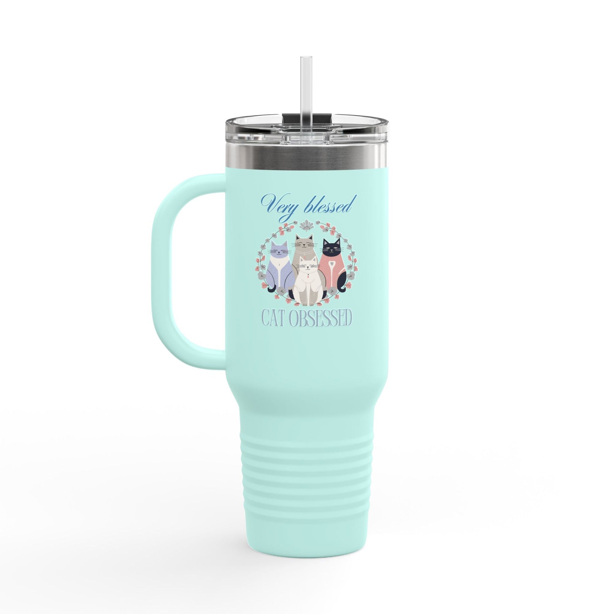 Very Blessed Cat Obsessed Insulated Travel Mug - Perfect for Cat Lovers - Drinkware, Travel Mugs - EpiAl's Shop