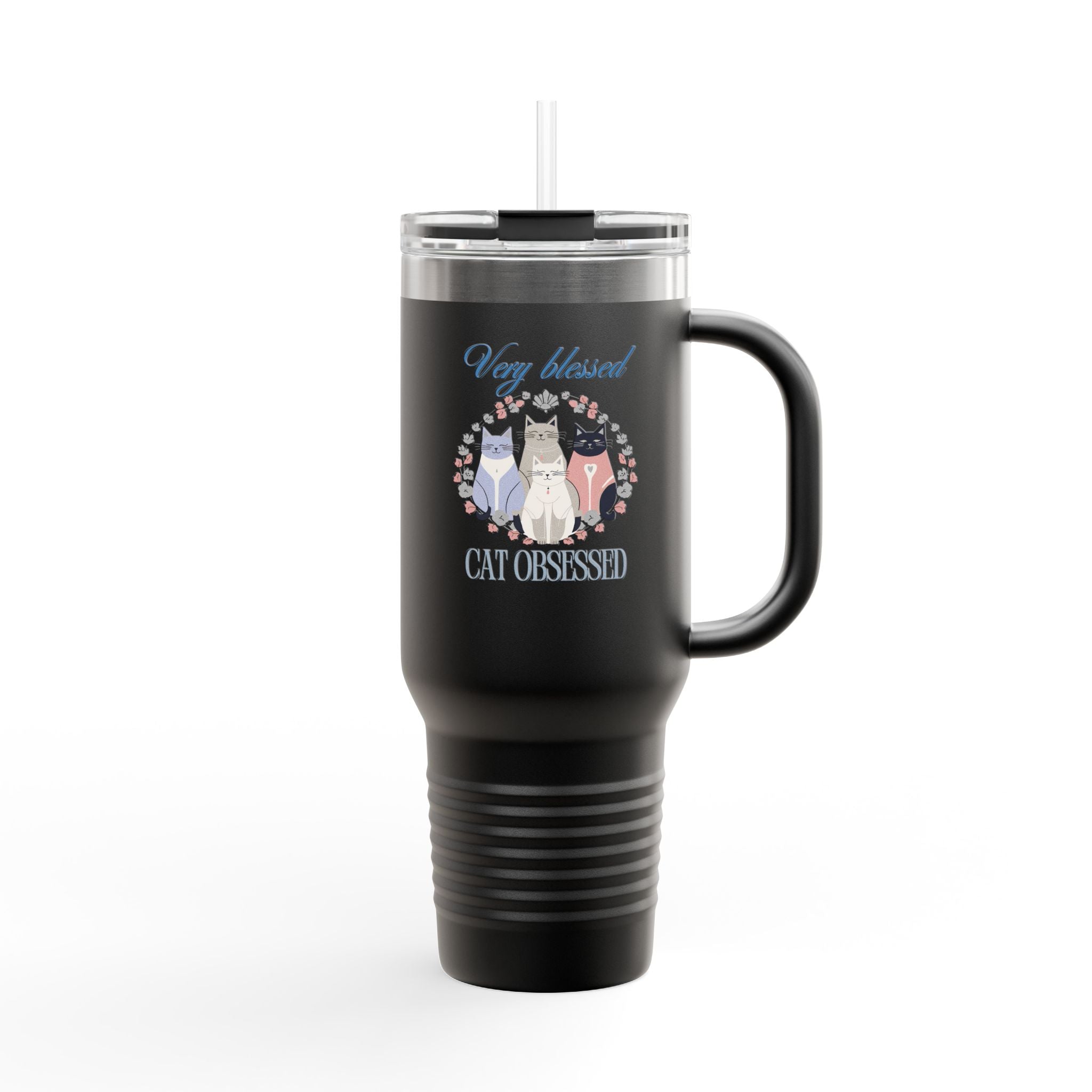 Very Blessed Cat Obsessed Insulated Travel Mug - Perfect for Cat Lovers - Drinkware, Travel Mugs - EpiAl's Shop