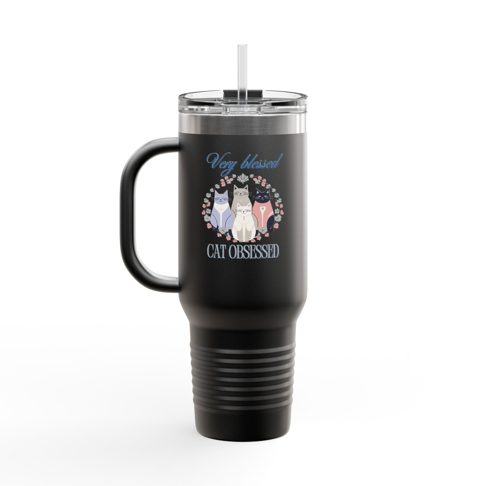 Very Blessed Cat Obsessed Insulated Travel Mug - Perfect for Cat Lovers - Drinkware, Travel Mugs - EpiAl's Shop