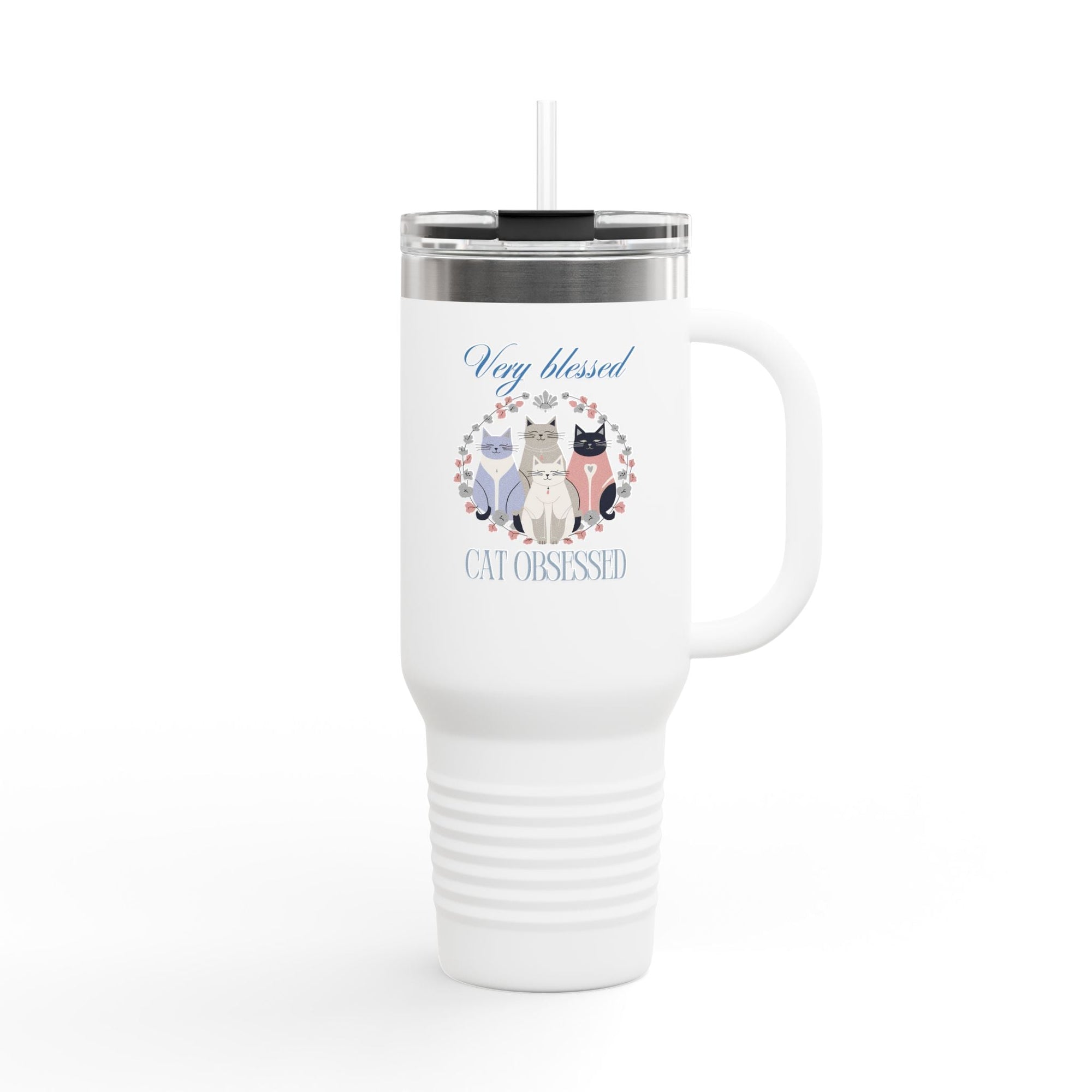 Very Blessed Cat Obsessed Insulated Travel Mug - Perfect for Cat Lovers - Drinkware, Travel Mugs - EpiAl's Shop