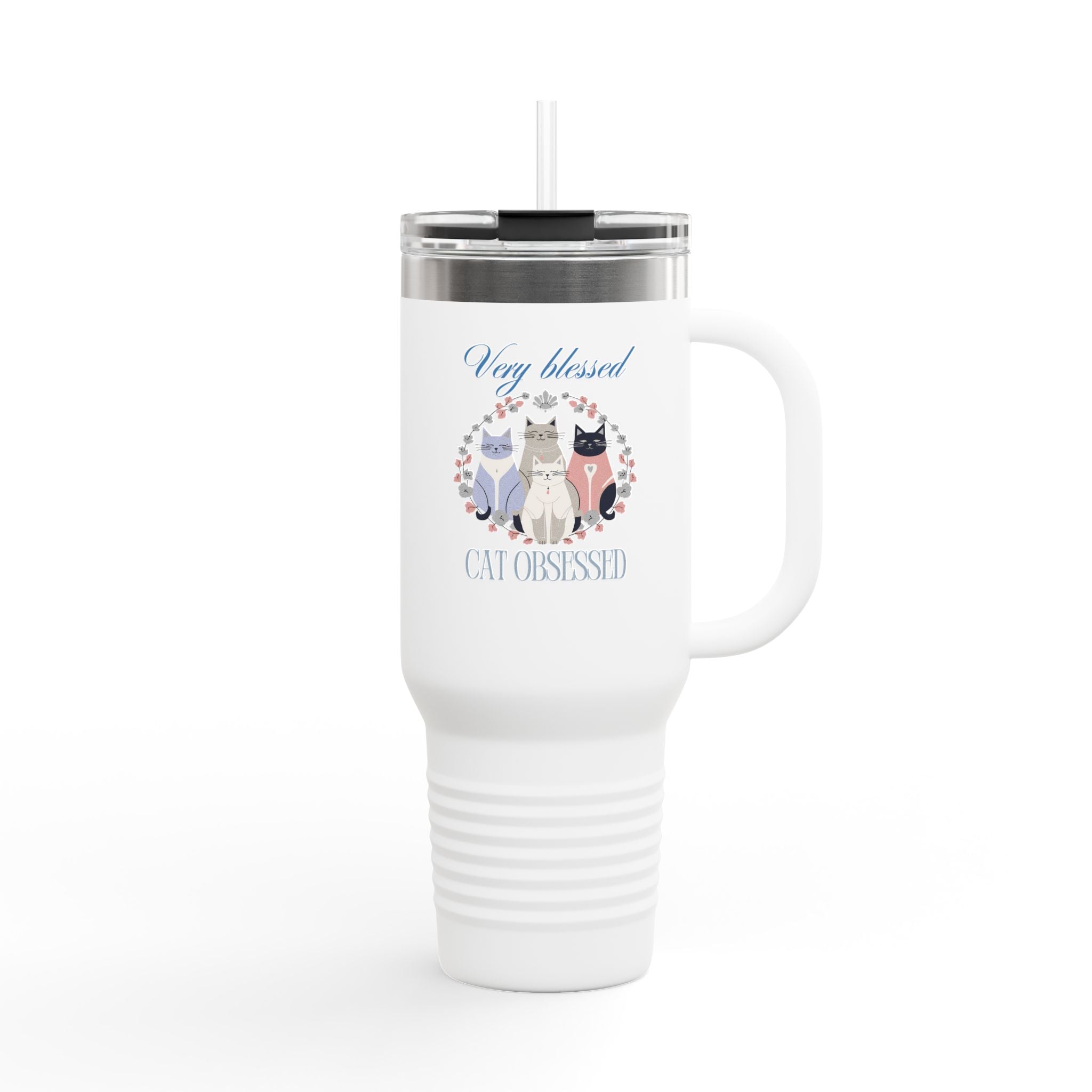 Very Blessed Cat Obsessed Insulated Travel Mug - Perfect for Cat Lovers - Drinkware, Travel Mugs - EpiAl's Shop
