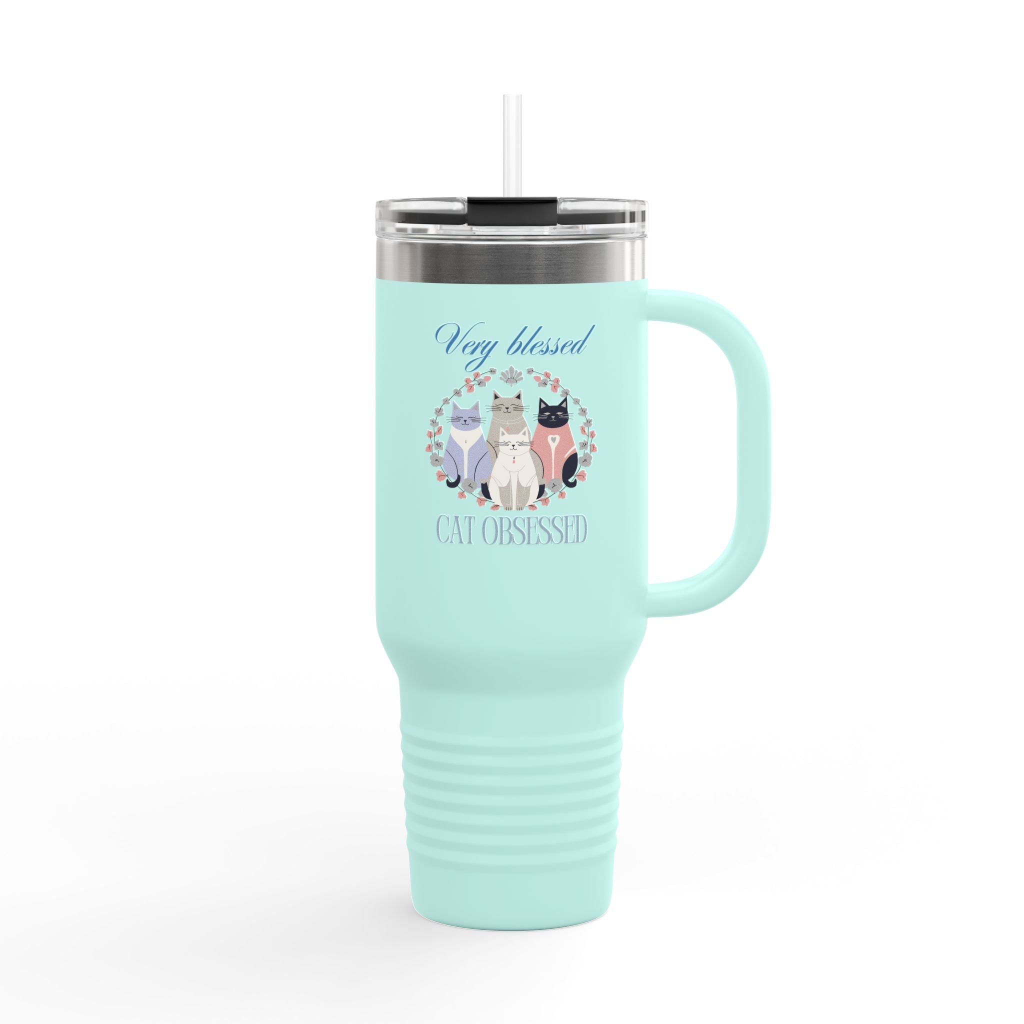 Very Blessed Cat Obsessed Insulated Travel Mug - Perfect for Cat Lovers - Drinkware, Travel Mugs - EpiAl's Shop