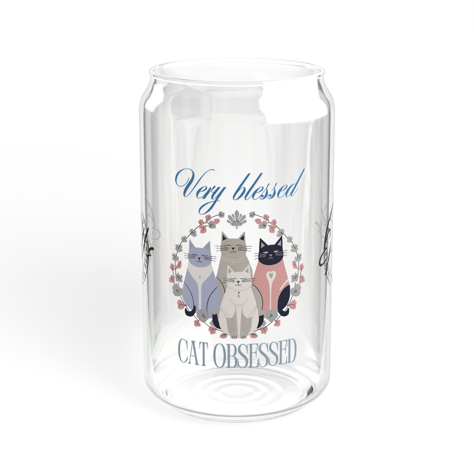 Very Blessed Cat Obsessed Sipper Glass, 16oz - Drinkware, Glasses & Cups - EpiAl's Shop