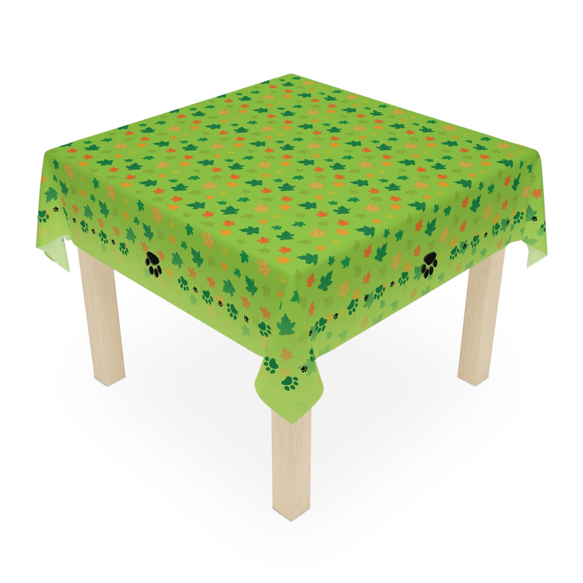 Vibrant Kitty Prints & Leaves Tablecloth for Gatherings - Decor, Dining, Table Decor - EpiAl's Shop