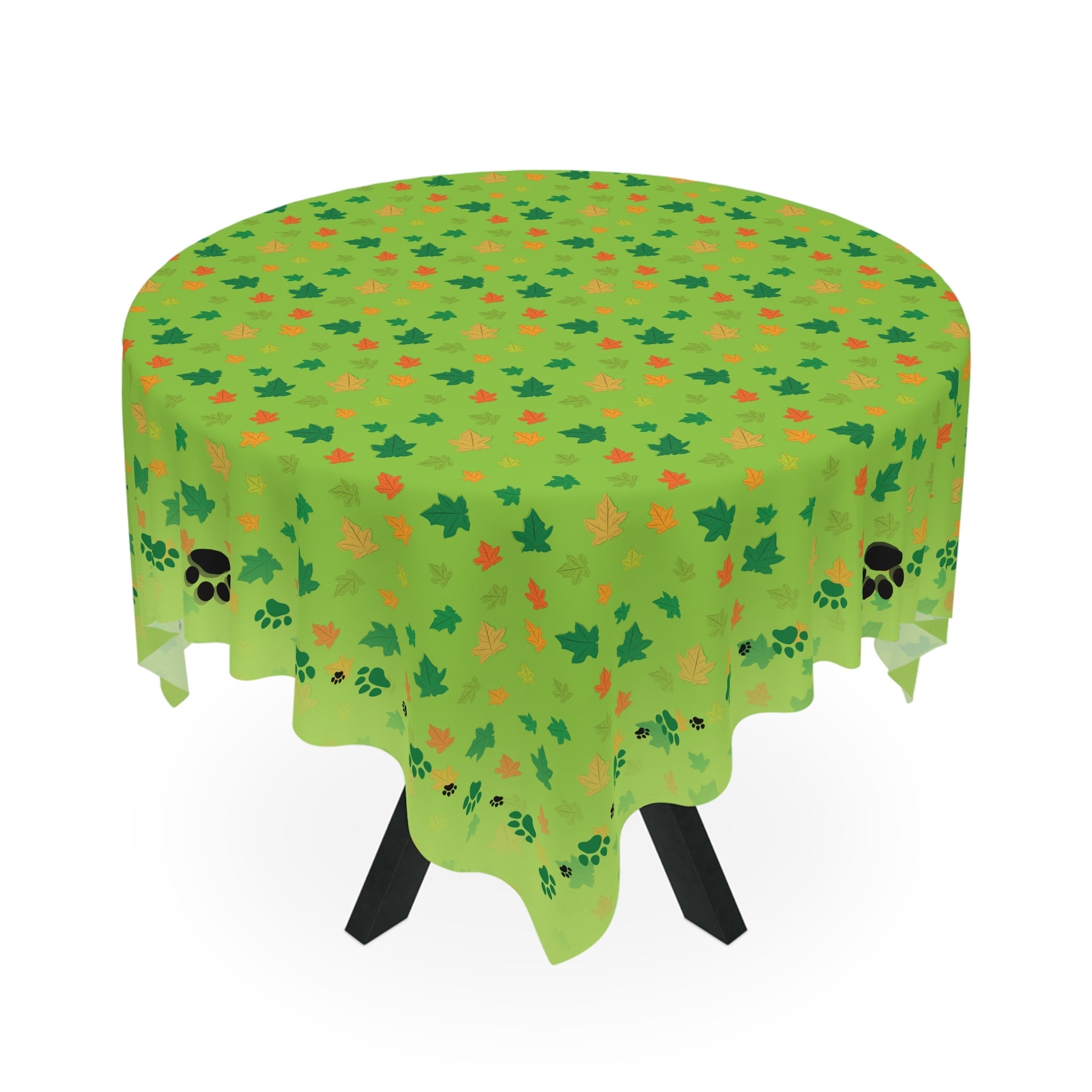 Vibrant Kitty Prints & Leaves Tablecloth for Gatherings - Decor, Dining, Table Decor - EpiAl's Shop