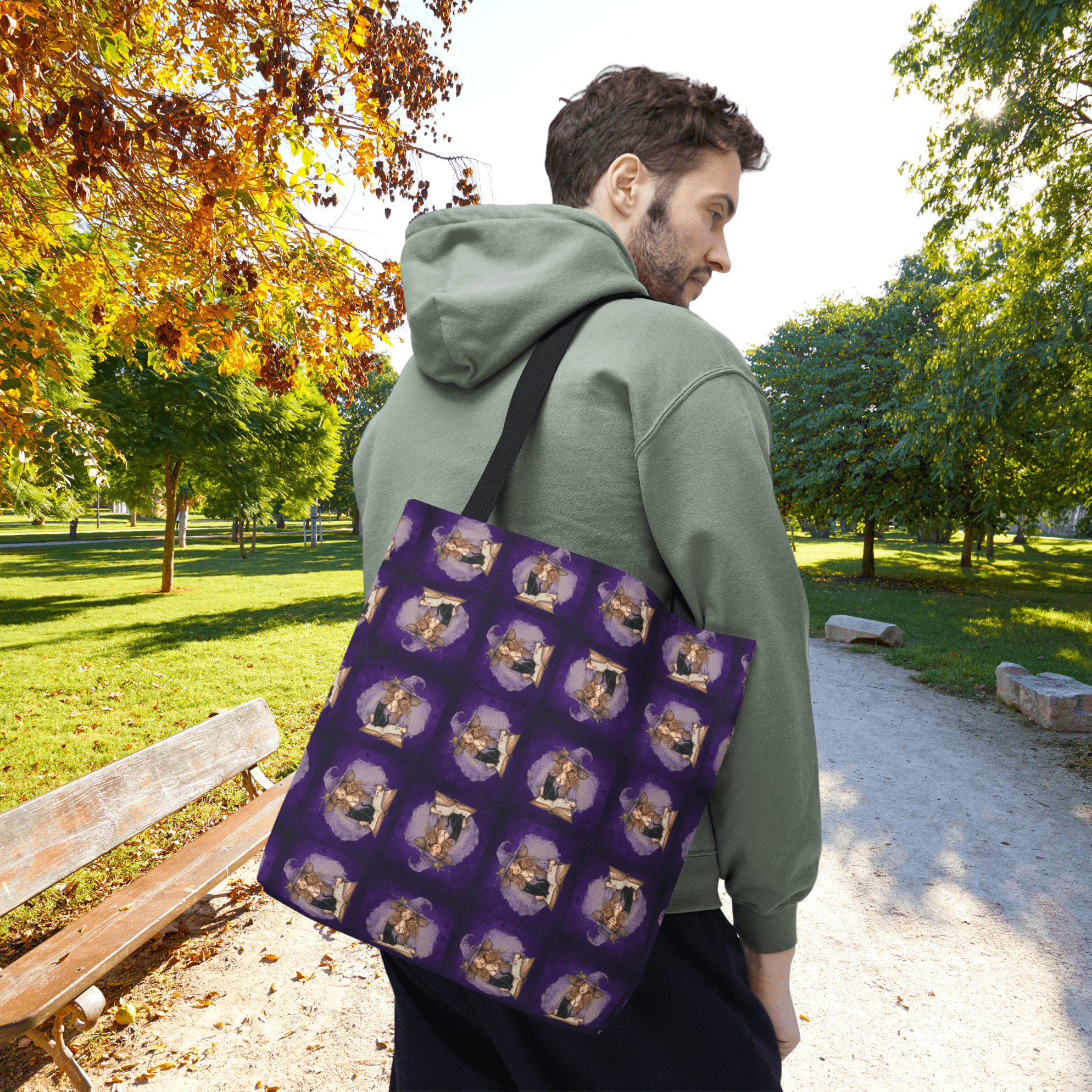Vibrant Witchy Cat Lady Tote Bag - Bags, Tote - EpiAl's Shop