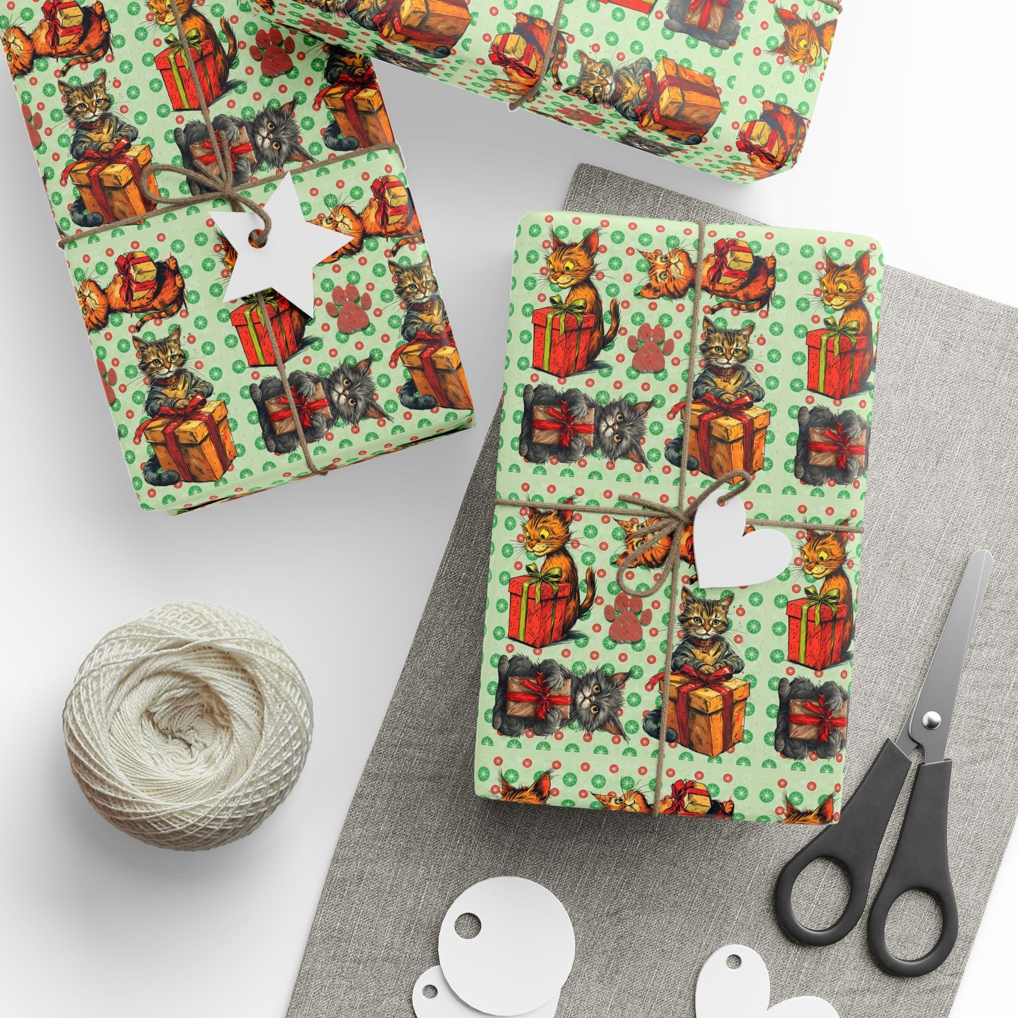 Vintage Cats Christmas Wrapping Papers - Paper Products, Gift Wrapping Paper - EpiAl's Shop