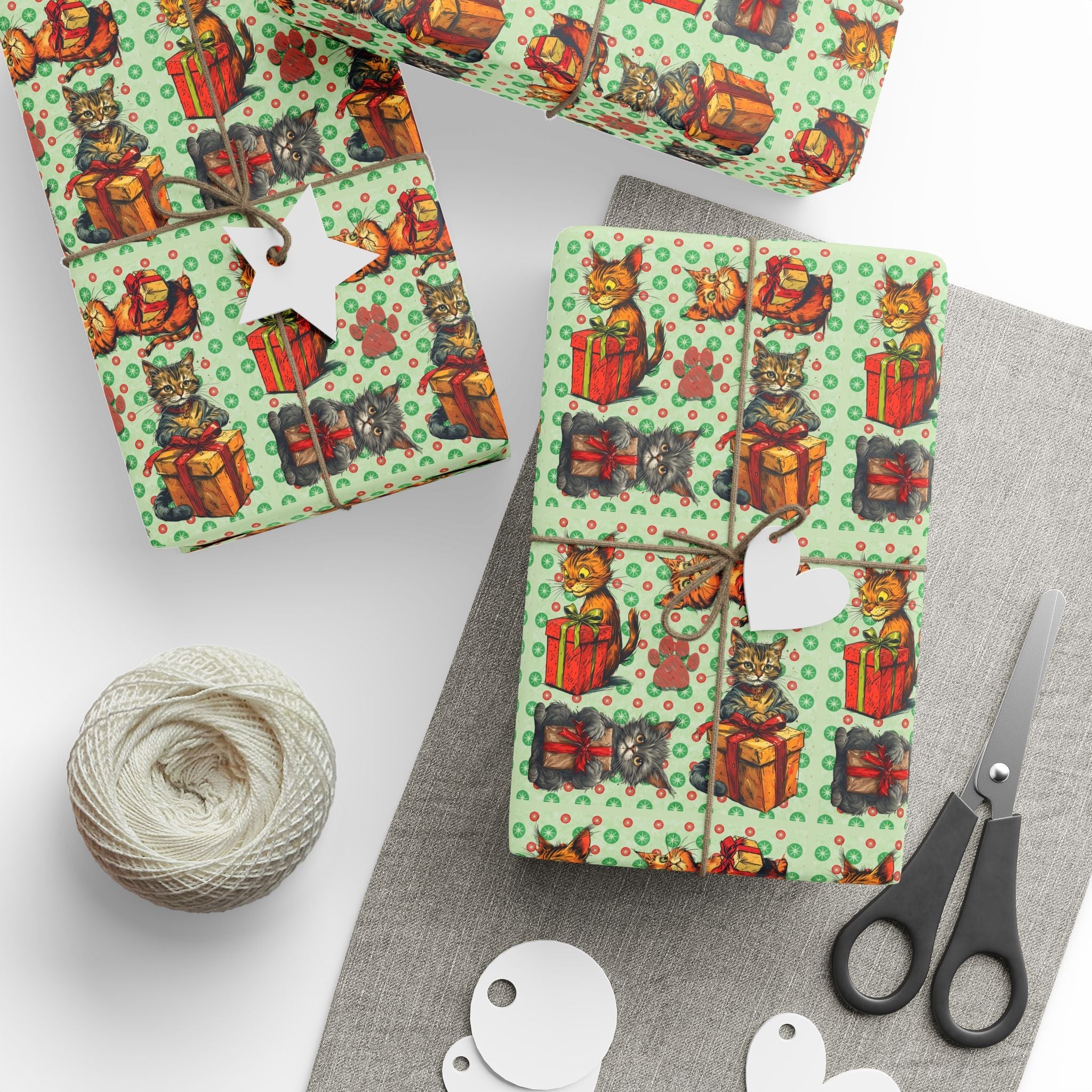 Vintage Cats Christmas Wrapping Papers - Paper Products, Gift Wrapping Paper - EpiAl's Shop