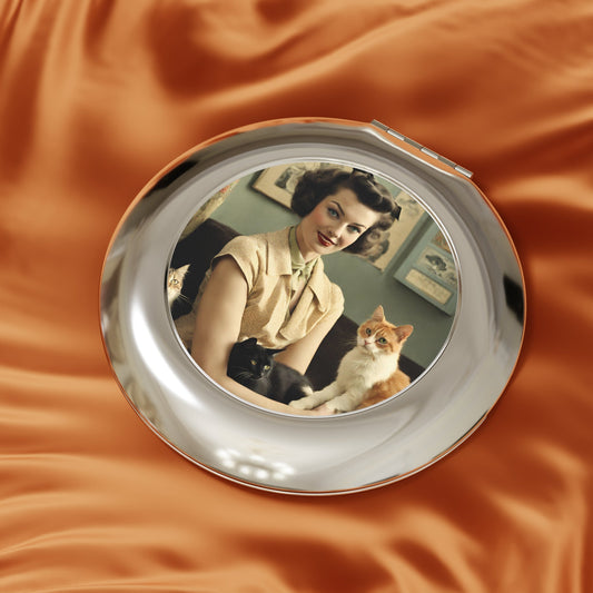 Vintage Lady with Cat Compact Travel Mirror - Accessories - Epileptic Al’s Shop