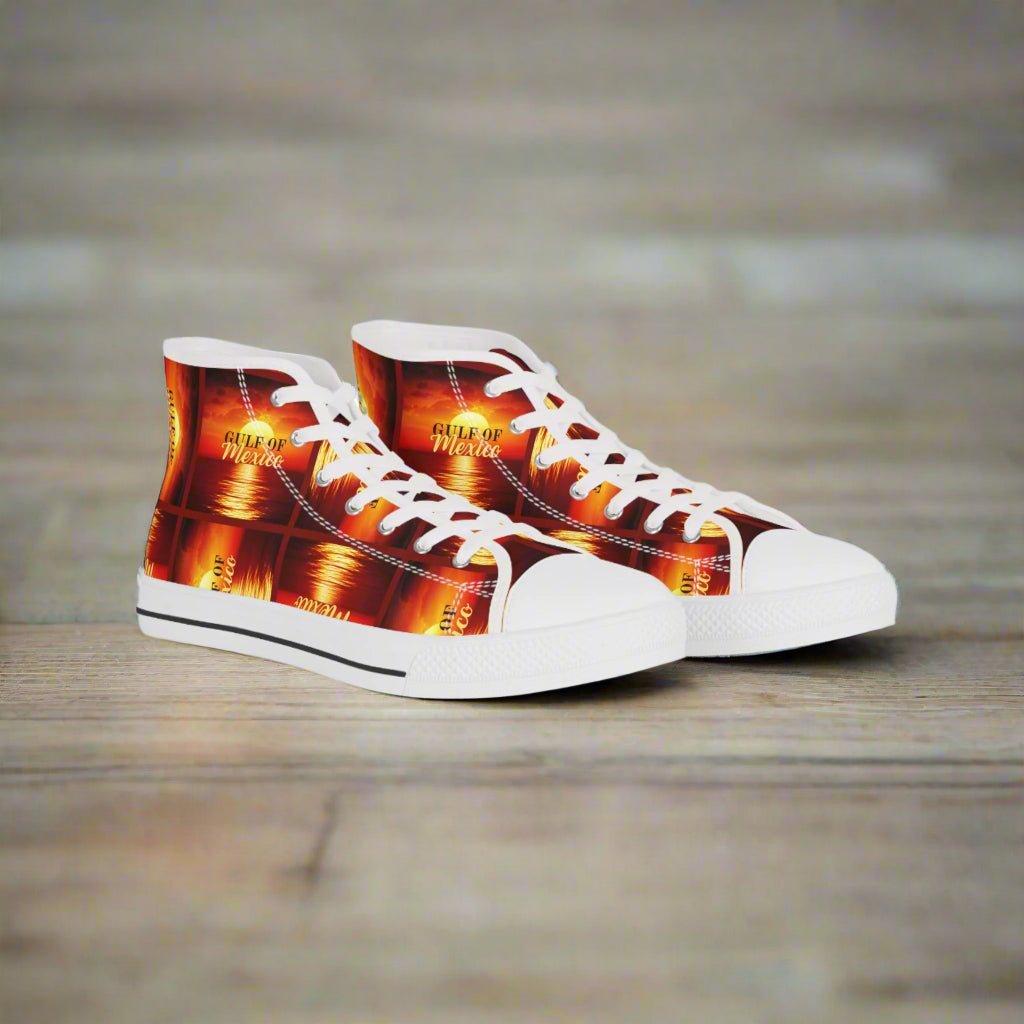 Vintage Style High Top Sneakers - Bold 'Gulf of Mexico' Design - Shoes & Sneakers - EpiAl's Shop