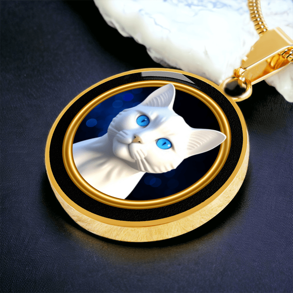 Vintage - Style White Blue Eyed Cat Cameo Necklace - Jewelry, Necklaces - EpiAl's Shop