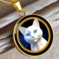 Vintage - Style White Blue Eyed Cat Cameo Necklace - Jewelry, Necklaces - EpiAl's Shop