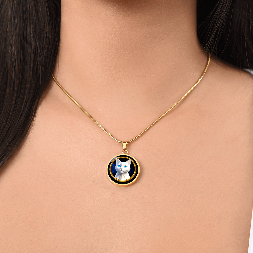 Vintage - Style White Blue Eyed Cat Cameo Necklace - Jewelry, Necklaces - EpiAl's Shop