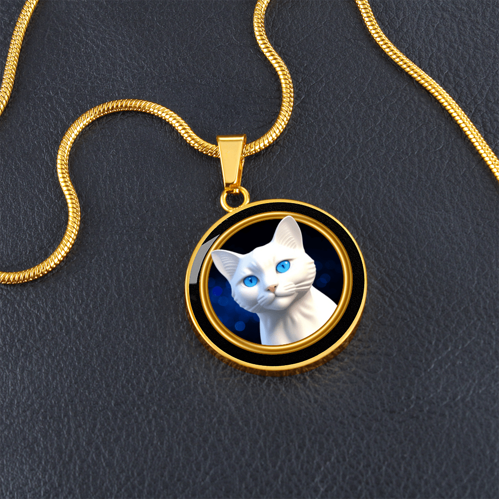 Vintage - Style White Blue Eyed Cat Cameo Necklace - Jewelry, Necklaces - EpiAl's Shop