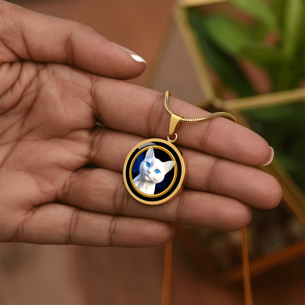 Vintage - Style White Blue Eyed Cat Cameo Necklace - Jewelry, Necklaces - EpiAl's Shop