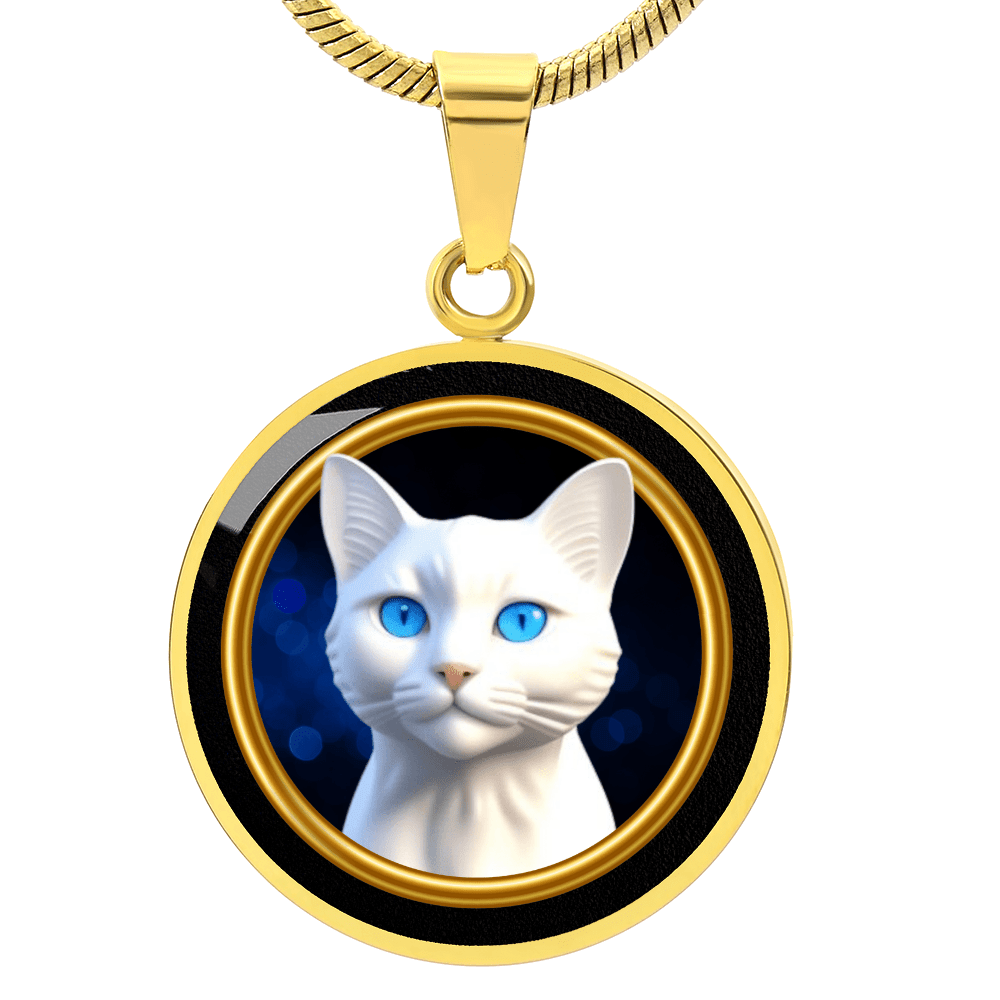 Vintage - Style White Blue Eyed Cat Cameo Necklace - Jewelry, Necklaces - EpiAl's Shop