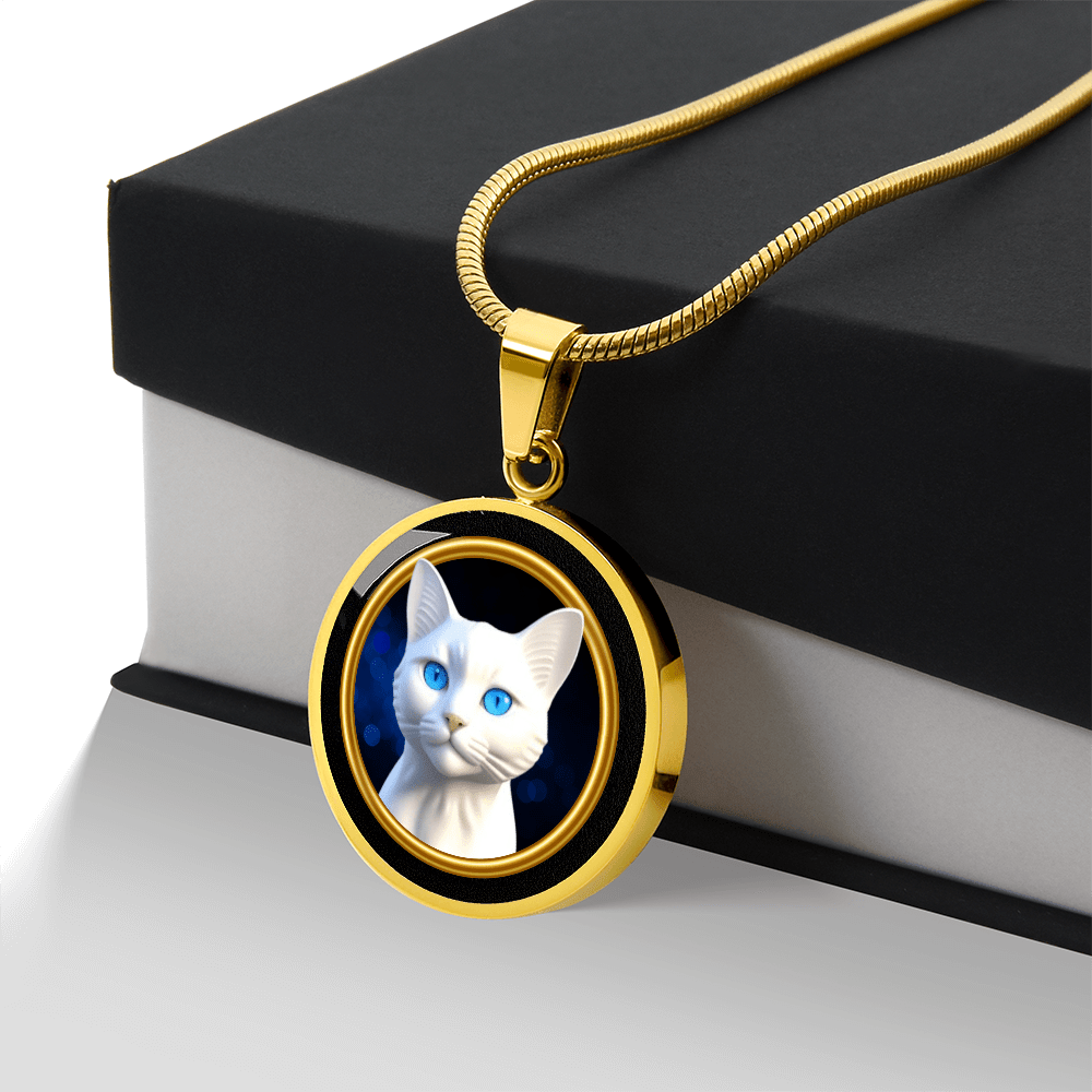 Vintage - Style White Blue Eyed Cat Cameo Necklace - Jewelry, Necklaces - EpiAl's Shop