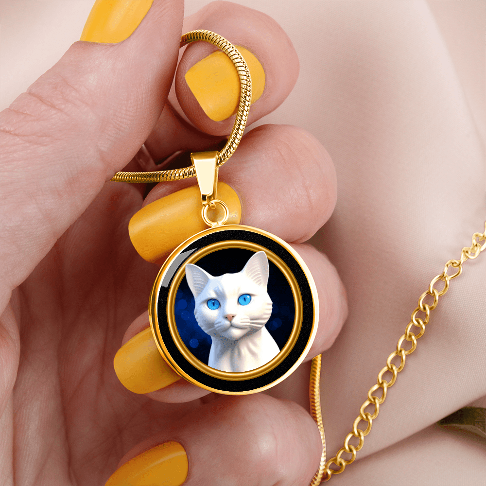 Vintage - Style White Blue Eyed Cat Cameo Necklace - Jewelry, Necklaces - EpiAl's Shop